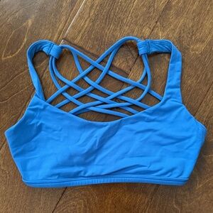 Women's Blue Strappy Sports Bra